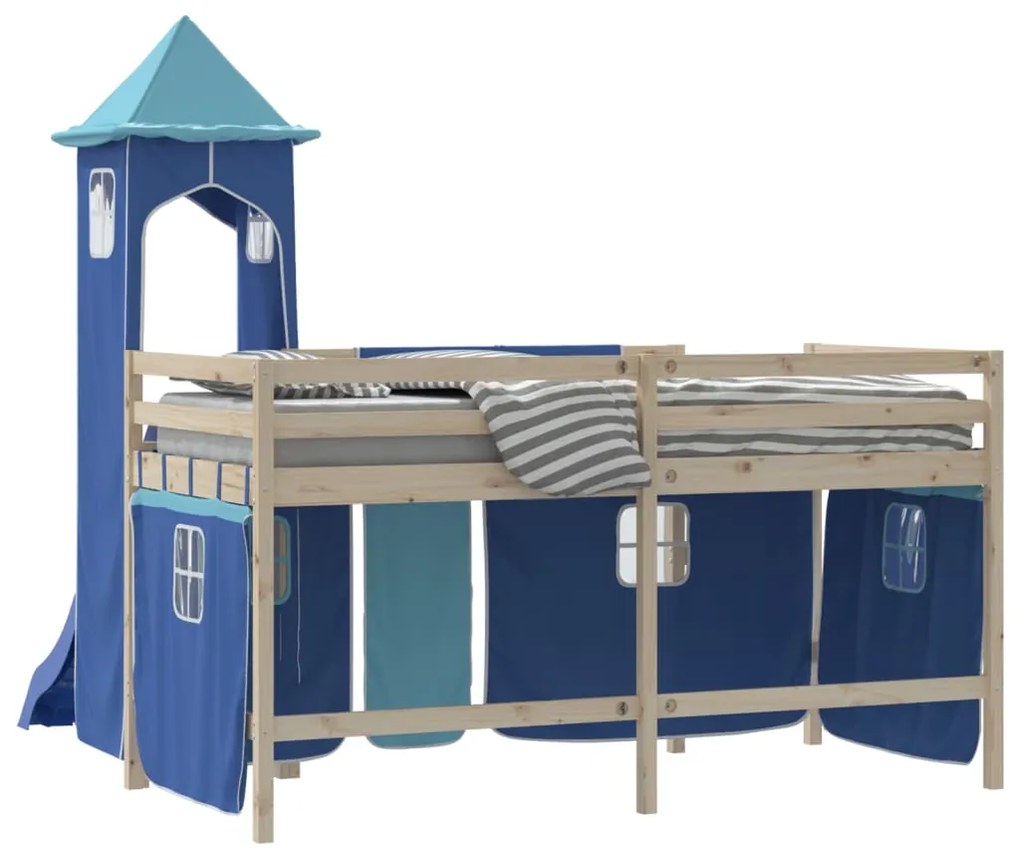 Cortinas para cama elevada com torre poliéster azul