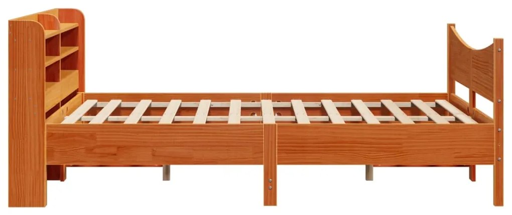 Estrutura cama c/ cabeceira 150x200cm pinho maciço castanho-mel