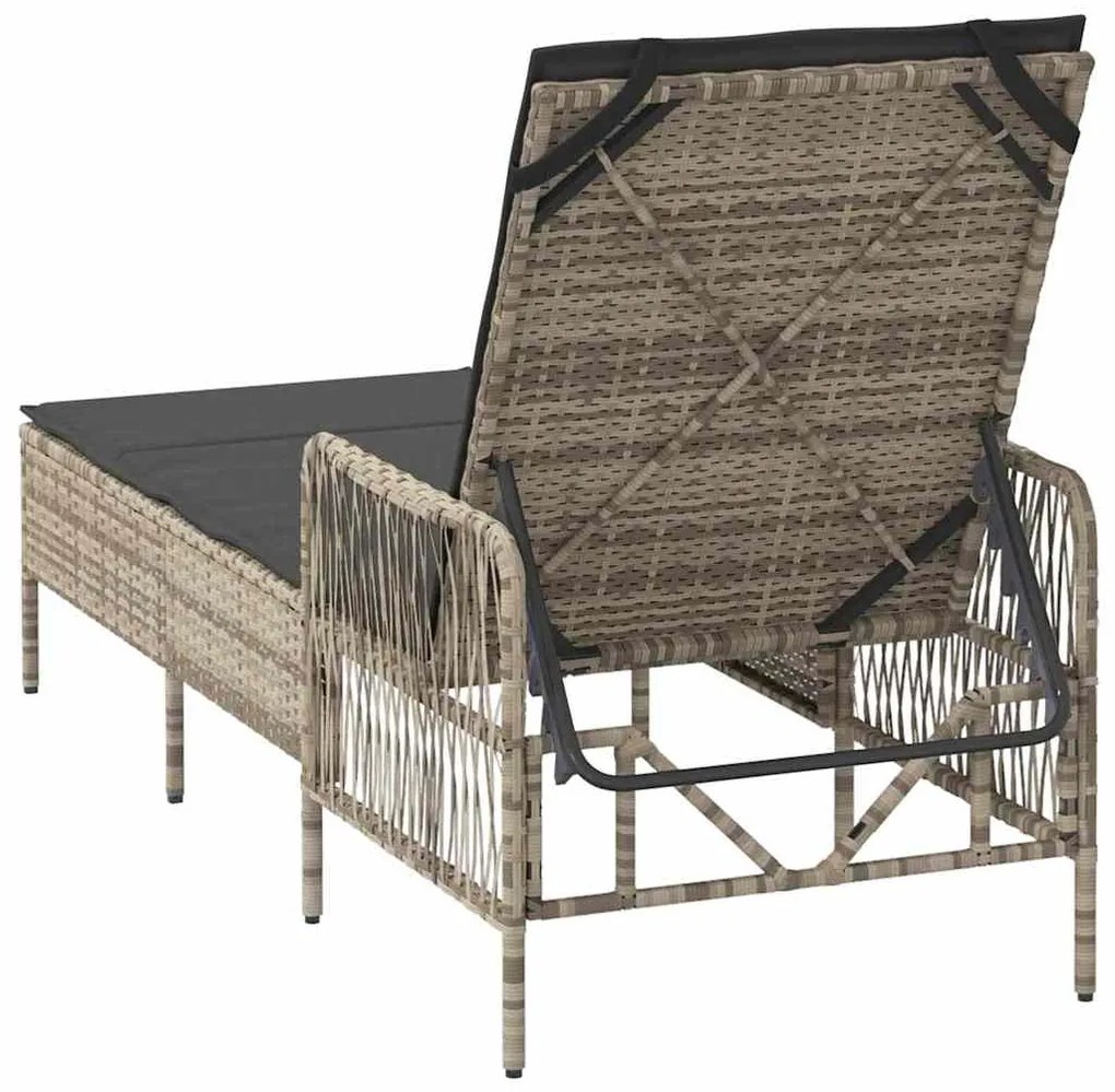 Espreguiçadeira Cinza claro Rattan PE 157 x 55 x 92 cm Dobrável