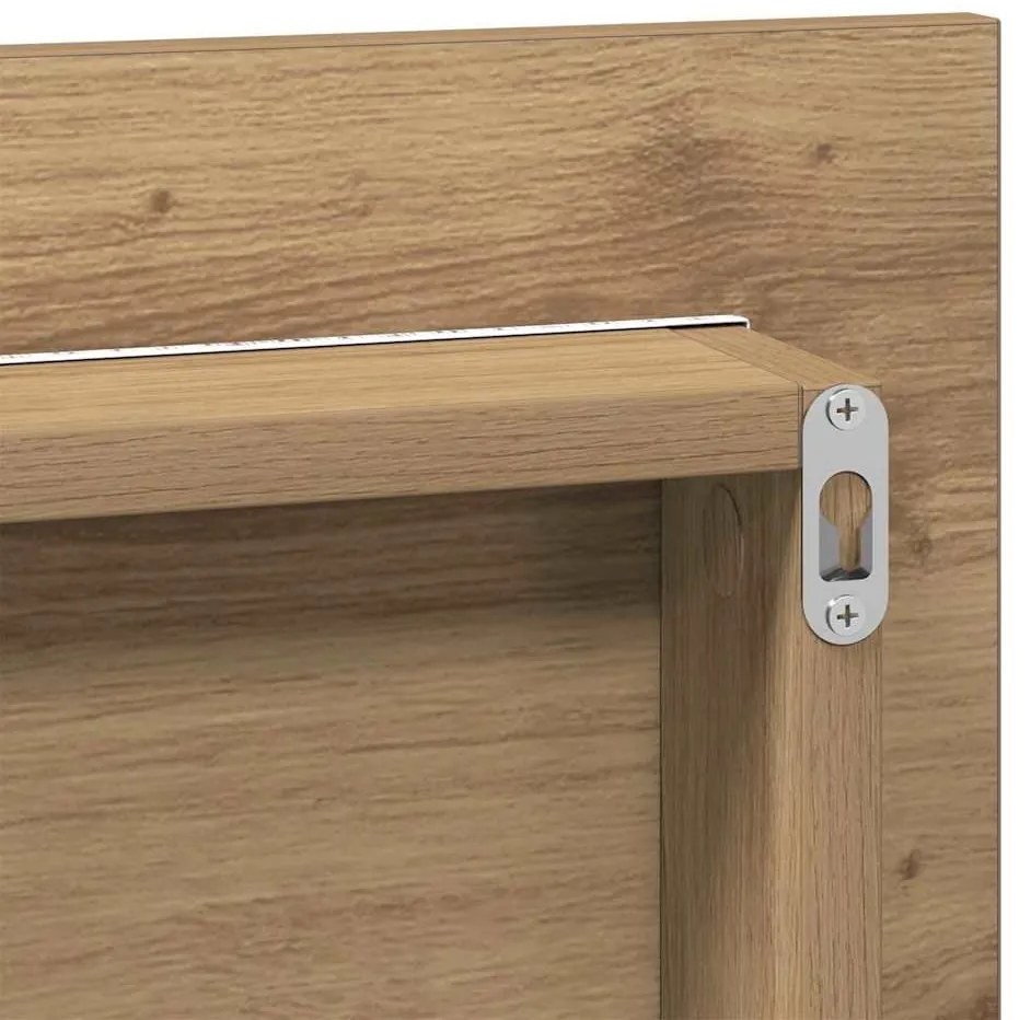 Armário de Espelho para Casa de Banho com Luz LED Carvalho Artesanal 8