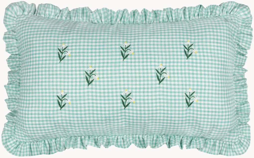 Almofada em algodão bordada com folhos Les Petite Fleurs