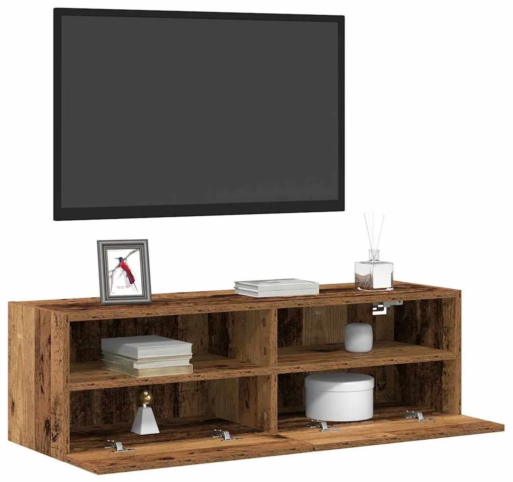 Armário de Parede para TV vidaXL Madeira Antiga 100x30x30 cm Madeira E