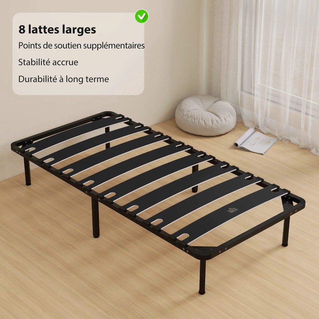 Estrutura de cama 90 x 190 cm (COLCHÃO NÃO INCLUIDO), cama individual com base de ripas em madeira maciça e pés, com espaço de arrumação por baixo, pr
