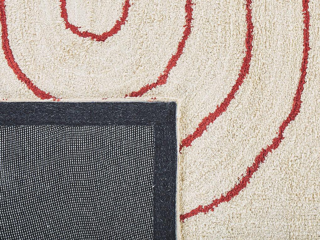 Tapete de algodão creme e vermelho 160 x 230 cm TIRUPATI Beliani