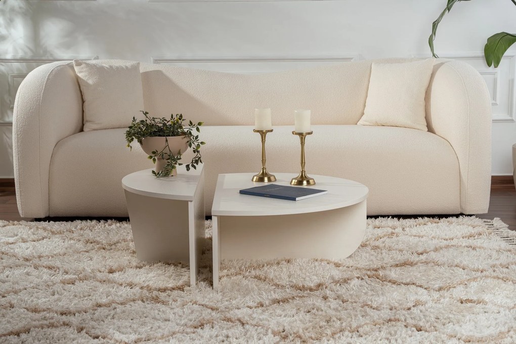 Mesa de Centro Orion – Branco Amadeirado – 90x30x60 cm & 85x35x30 cm