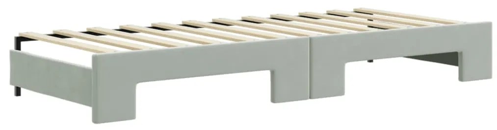 Sofá-cama c/ gavetão e gavetas 80x200 cm veludo cinzento-claro