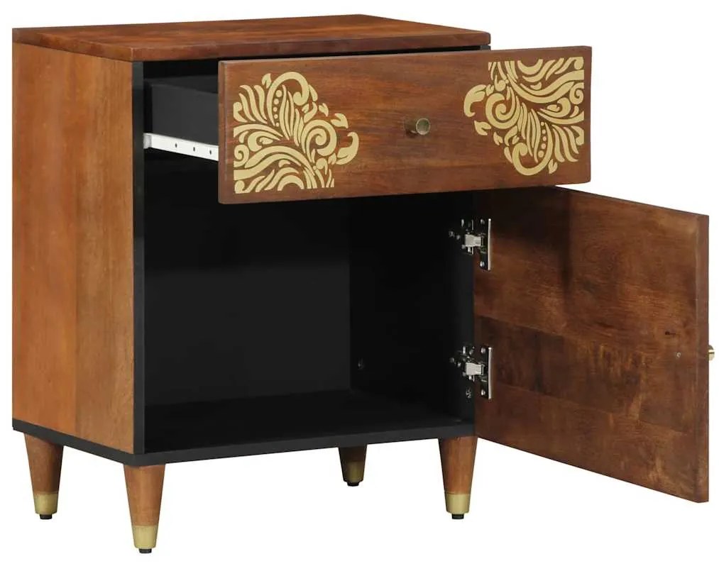 Mesa de Cabeceira Castanho mel Madeira maciça 50 x 33 x 60 cm