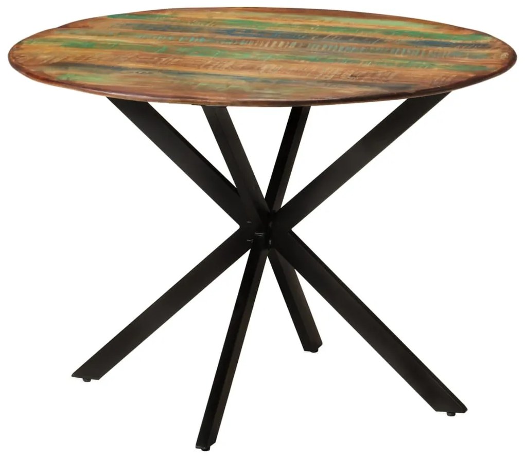 Mesa de jantar Ø110x78 cm madeira recuperada maciça e aço