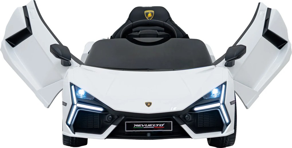 Carro elétrico para Crianças Lamborghini Revuelto 12V 4x4 Rodas Espuma EVA, Assento couro ecológico Branco