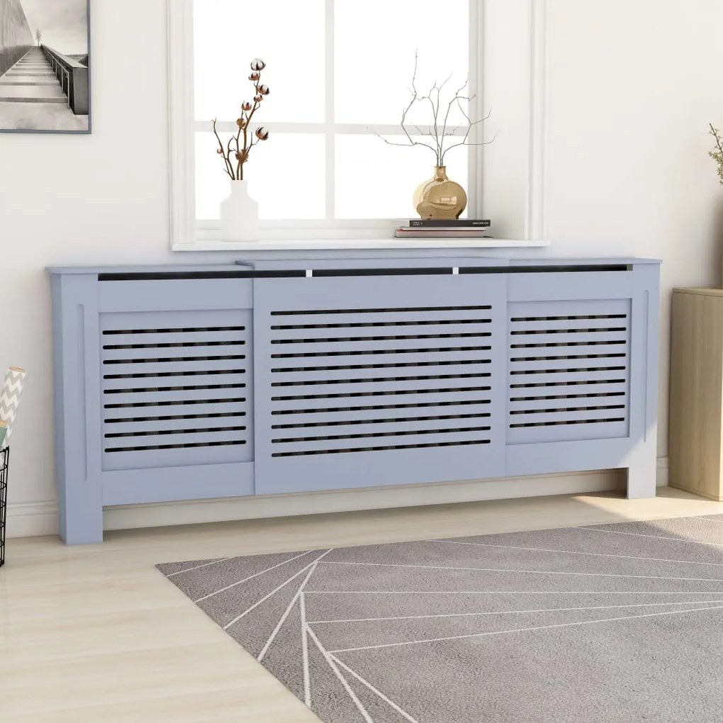 vidaXL Cobertura de radiador MDF 205 cm cinzento