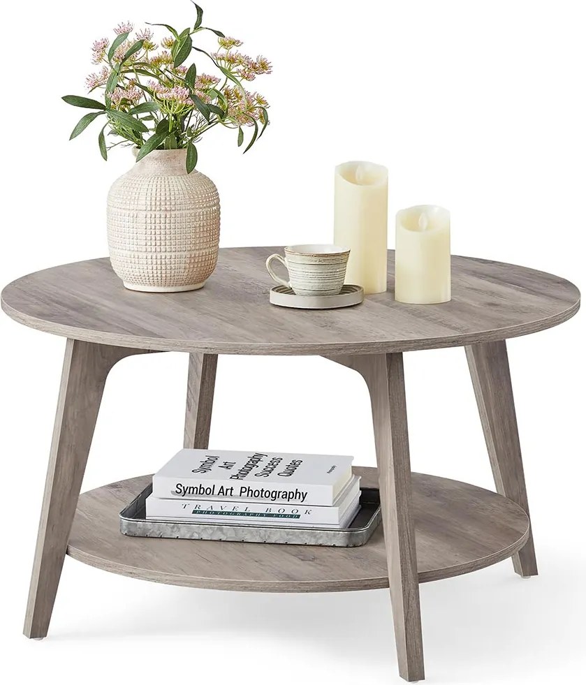 Mesa de centro com 2 níveis 80 x 45 cm Cinzento