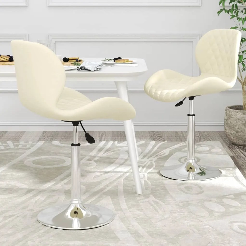 vidaXL Cadeiras de jantar giratórias 2 pcs veludo cor creme