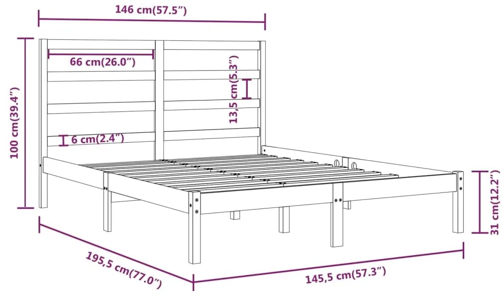 Cama sem colchão 140x190 cm madeira de pinho maciça