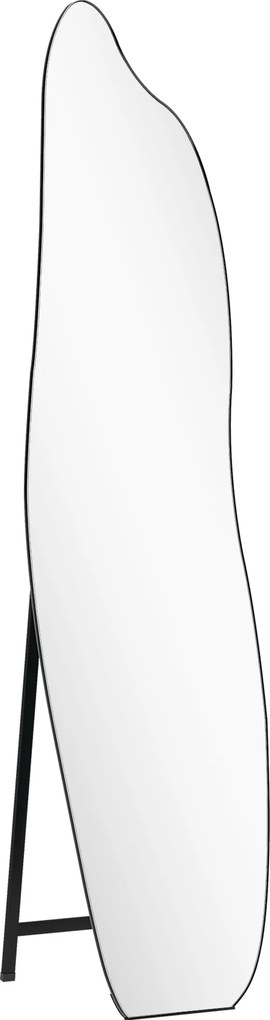 HOMCOM Espelho de Pé 160x40 cm sem Moldura Espelho de Corpo Inteiro Forma Irregular com Suporte Metálico Preto | Aosom Portugal