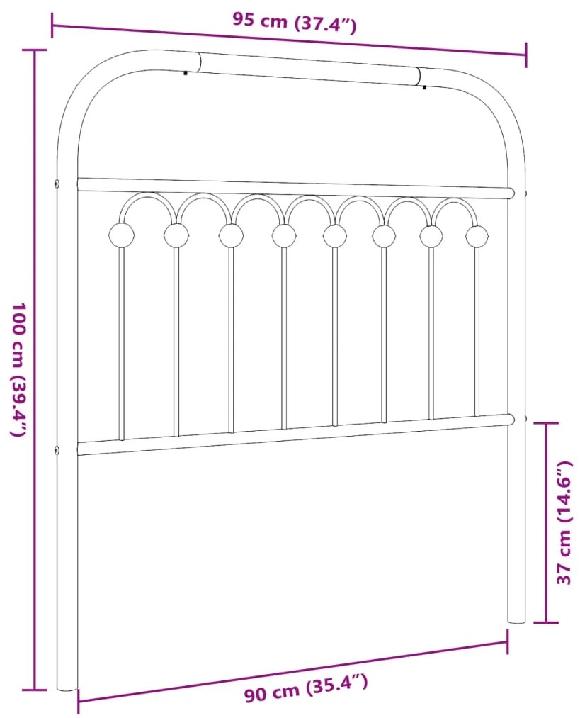 Cabeceira de cama 90 cm metal branco