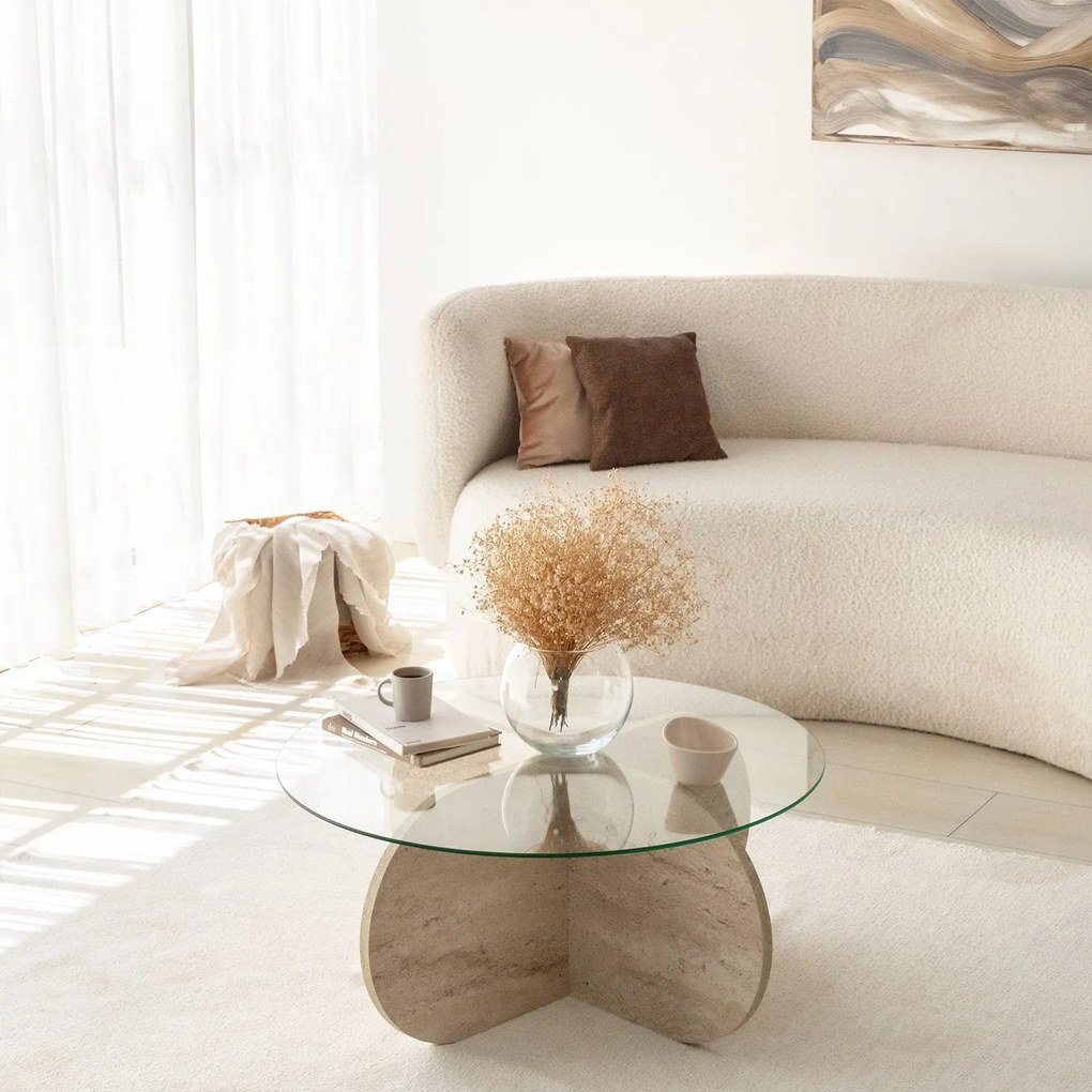 Mesa de Centro Bubble – Travertino – Diâmetro 75 cm, Altura 35 cm