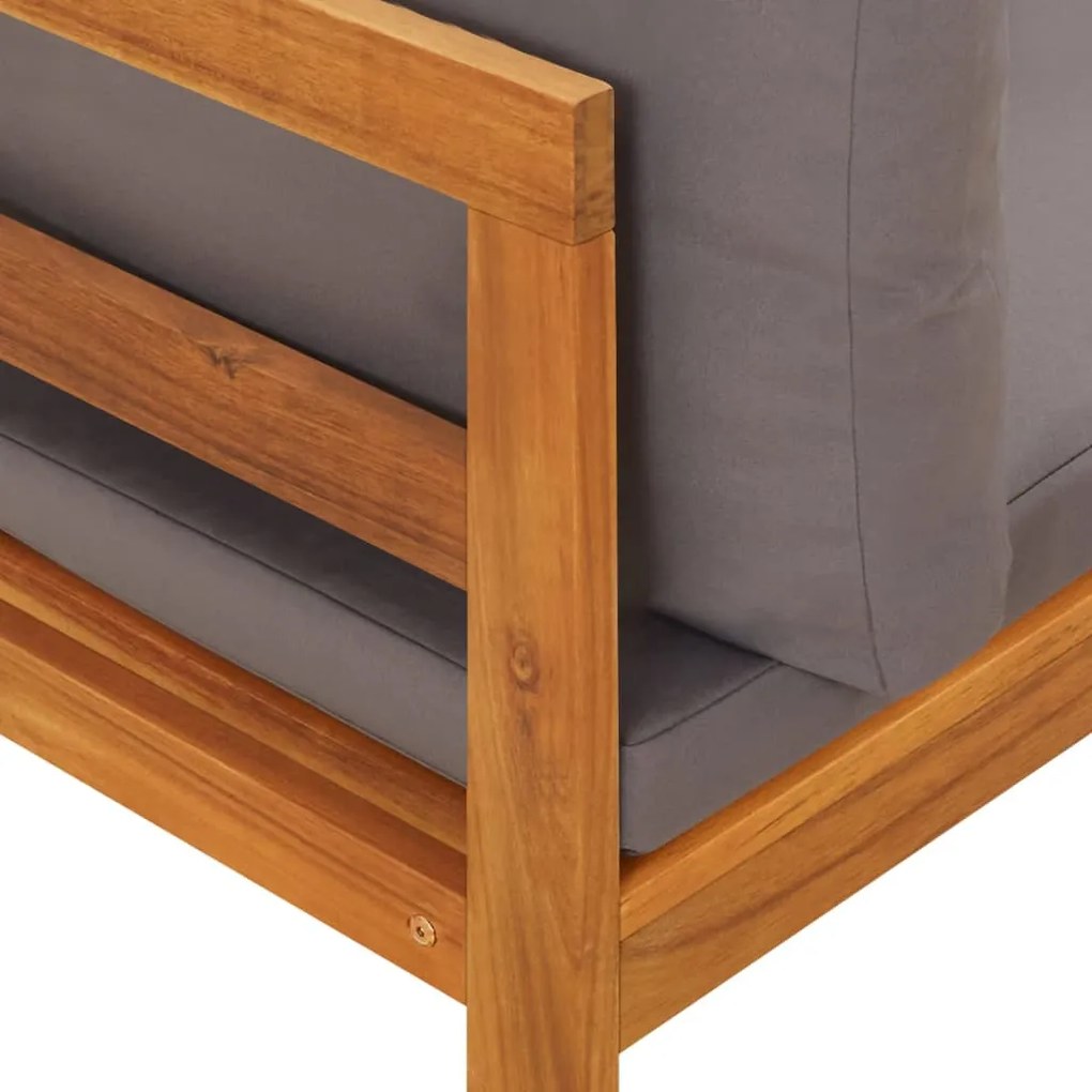 2 pcs conj. lounge de jardim c/ almofadões cinza-escuro acácia