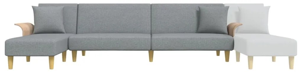 Sofá-cama em forma de L 279x140x70 cm tecido cinzento-claro