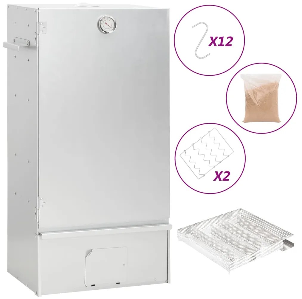 vidaXL Defumador p/ churrasqueira c/ gerador fumo frio aço galvanizado