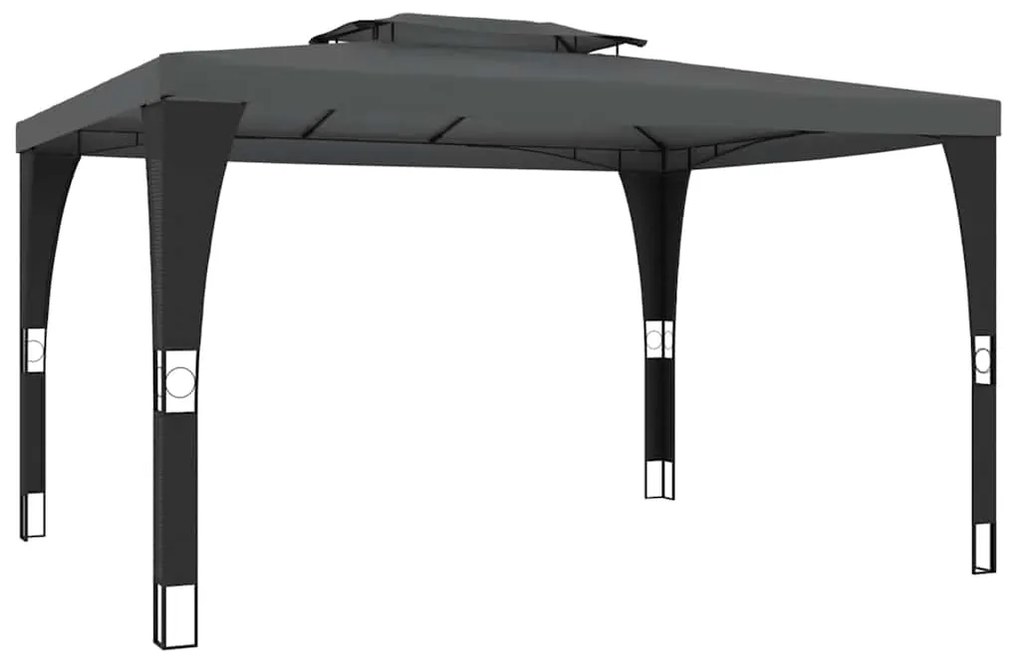 Gazebo com telhado duplo 3,98x2,98 m aço antracite