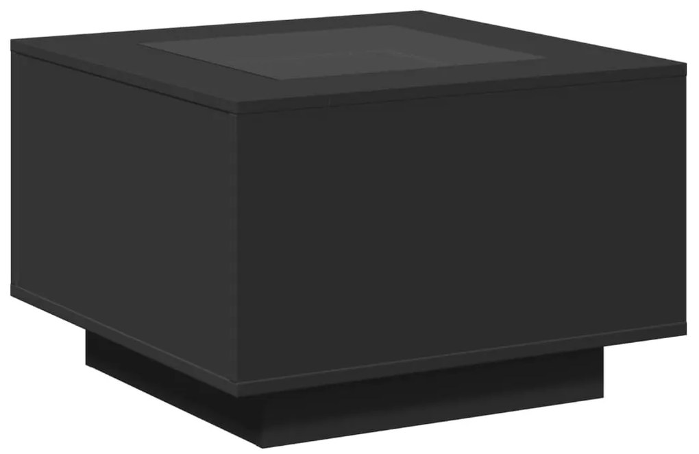 Mesa de centro c/ LEDs 60x60x40cm contraplacado preto brilhante