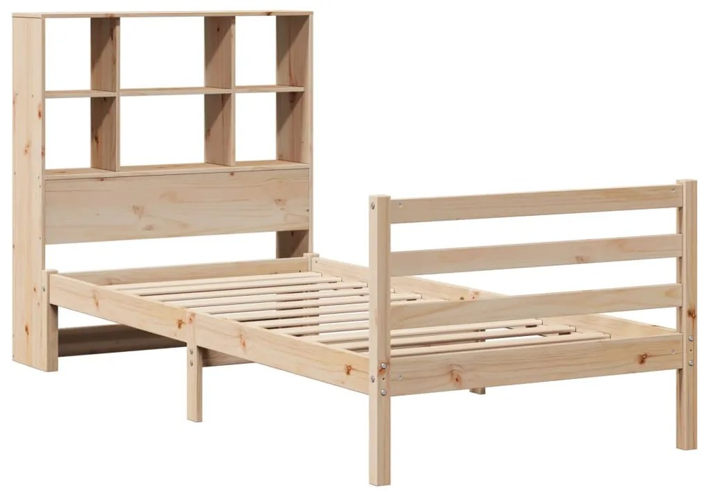 Cama com estante sem colchão 90x190 cm pinho maciço