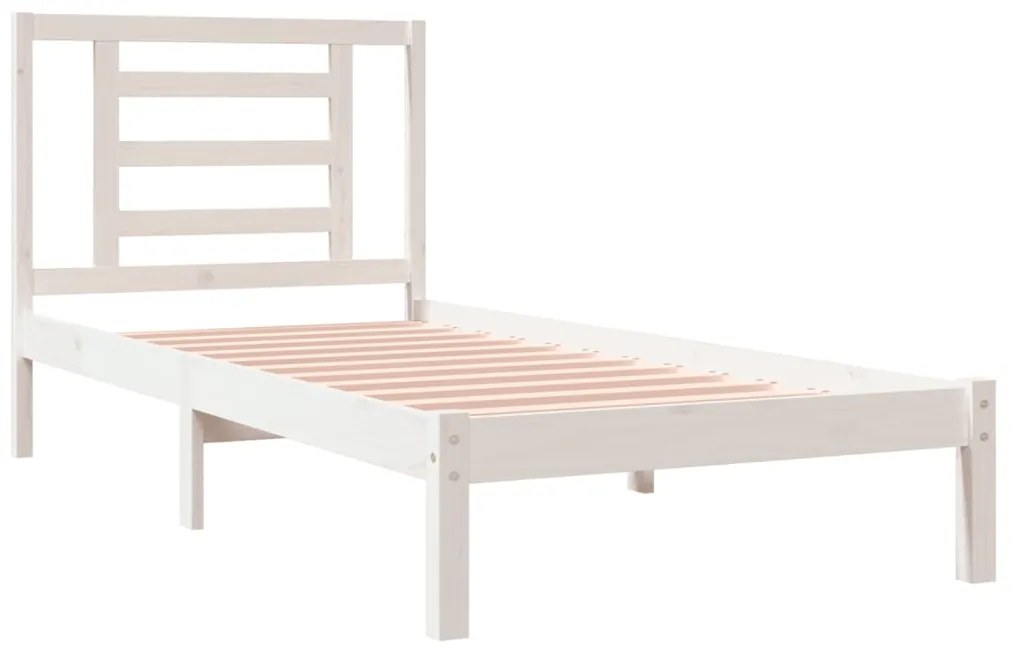 Estrutura cama solteiro 90x190 cm pinho maciço branco