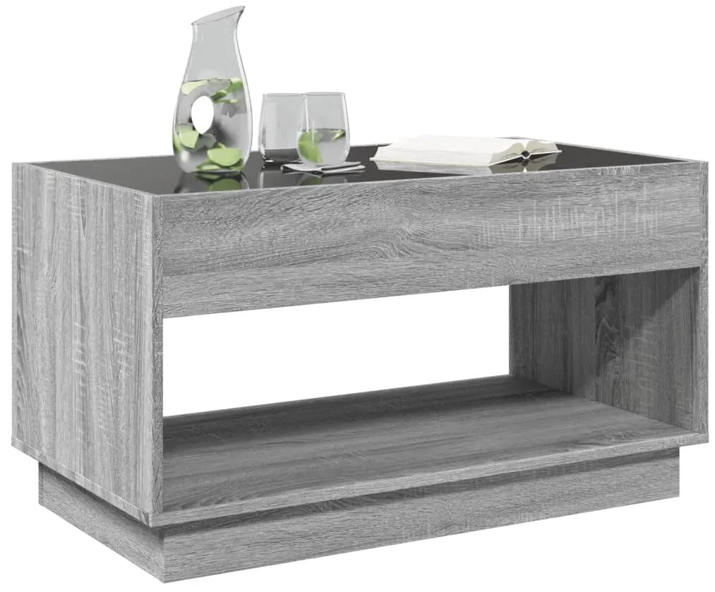 Mesa de centro luzes LED Infinity 90x50x50 cm cinzento sonoma
