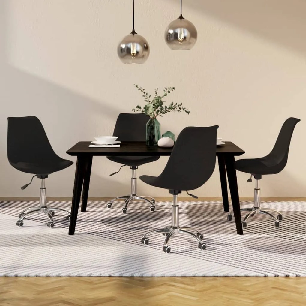 vidaXL Cadeiras de jantar giratórias 4 pcs tecido preto