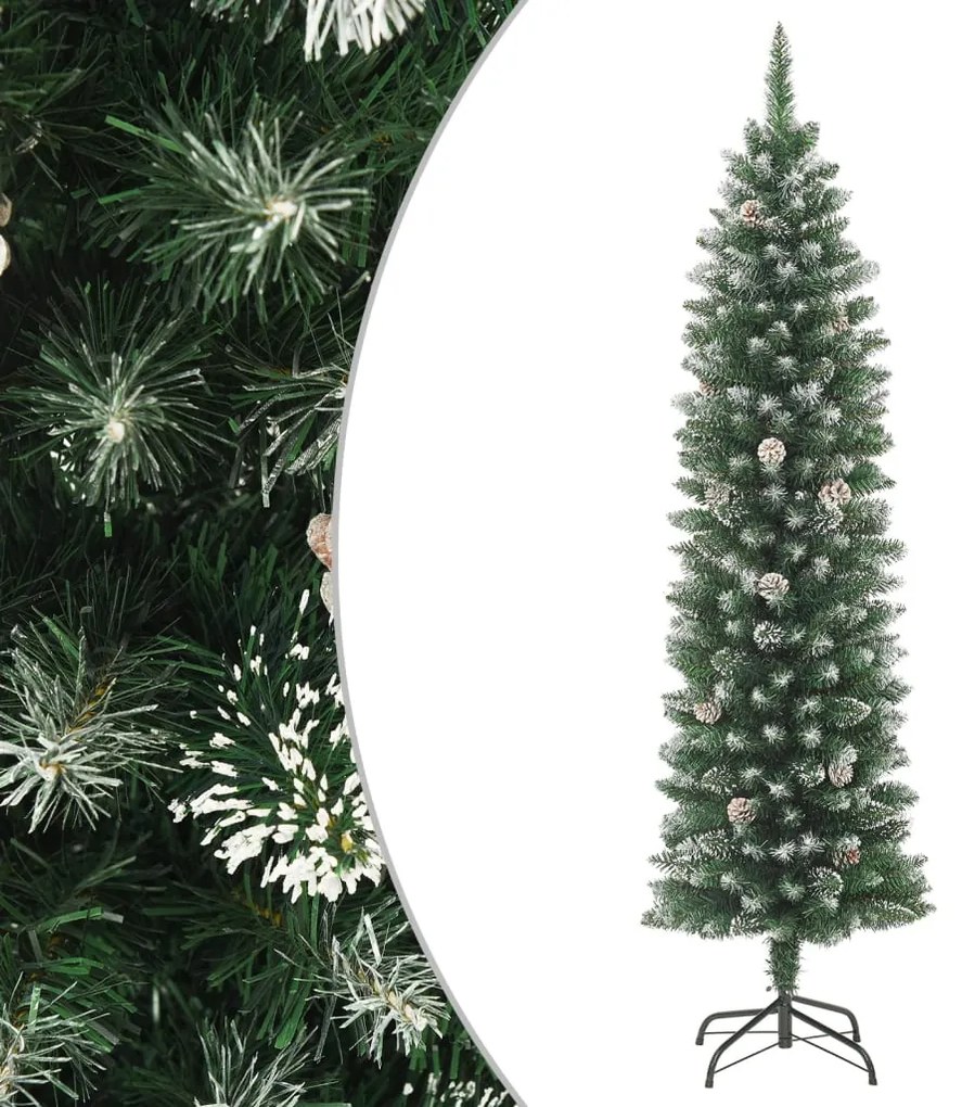 vidaXL Árvore de Natal artificial fina com suporte PVC 150 cm