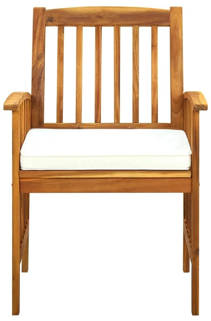 7 pcs conjunto de jantar p/ jardim c/ almofadões acácia maciça