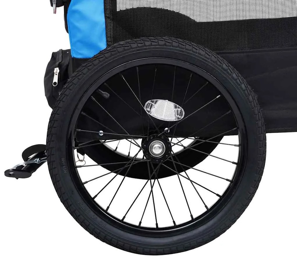 Reboque bicicletas/carrinho para animais 2-em-1 azul/preto