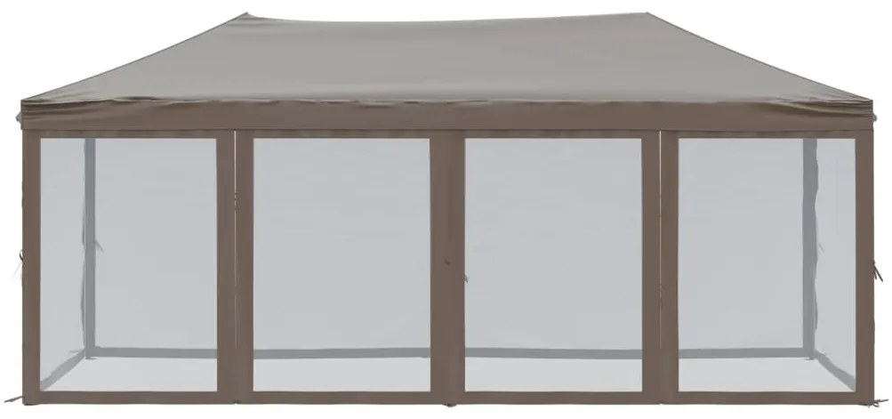 Tenda p/ festas dobrável c/ paredes laterais cinza-acastanhado