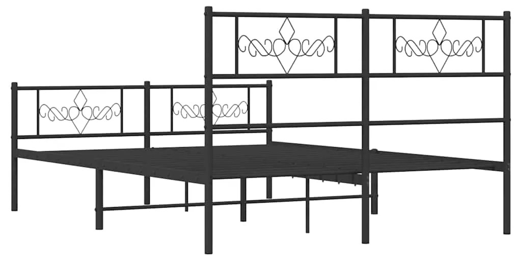 Estrutura de cama com cabeceira e pés 150x200 cm metal preto