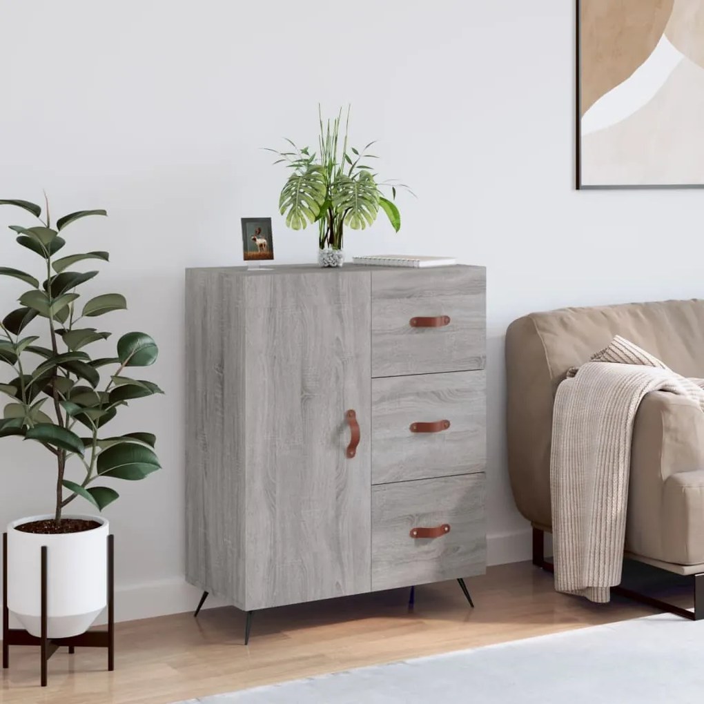 vidaXL Aparador 69,5x34x90 cm derivados de madeira cinzento sonoma