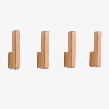 Pack De 4 Cabides De Parede Em Madeira Zanter Madeira De Manga - Sklum