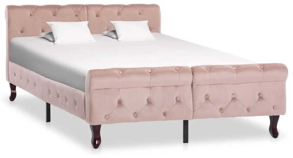 Estrutura de cama 120x200 cm veludo cor-de-rosa