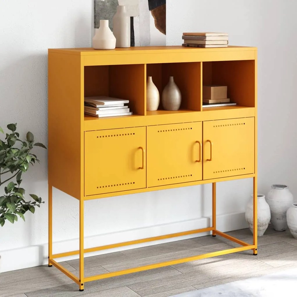 Aparador 100,5x39x107 cm aço amarelo mostarda