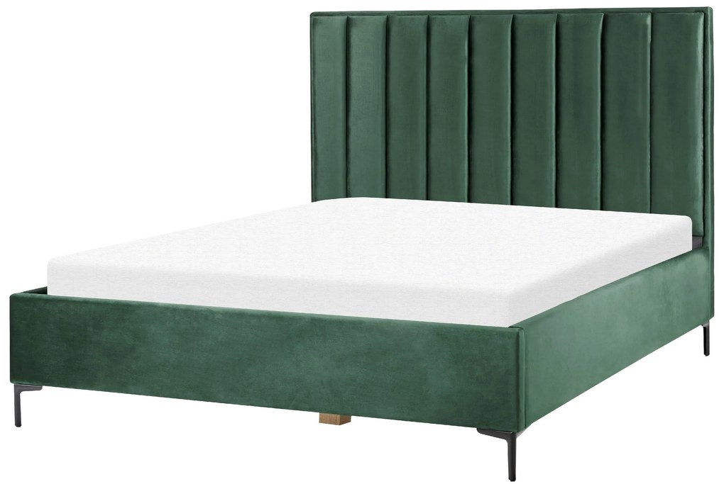 Conjunto de quarto em veludo verde escuro 180 x 200 cm SEZANNE Beliani