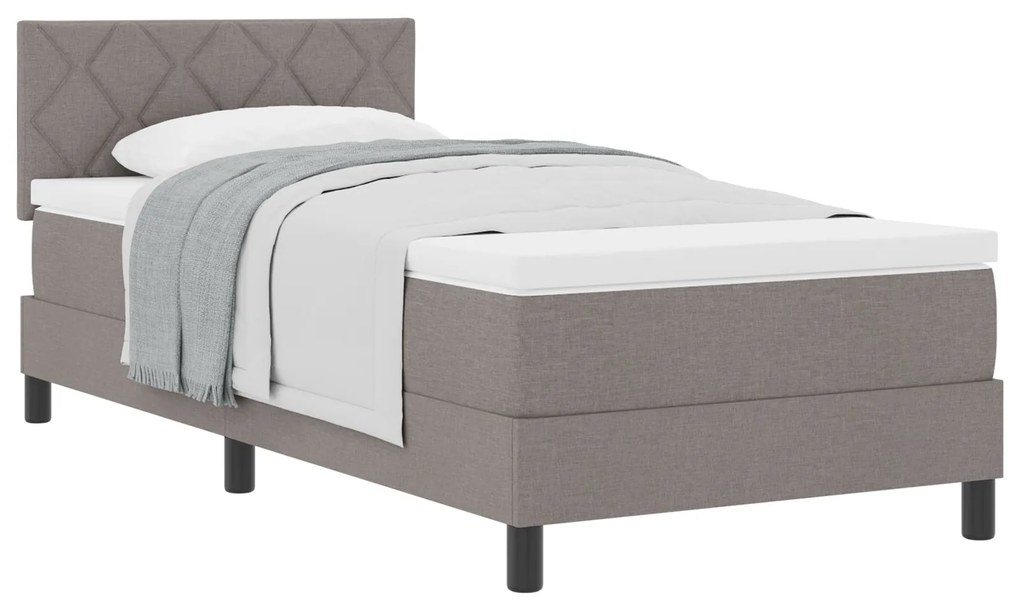 Cama Box Spring com Colchão Taupe 90x200 cm Tecido