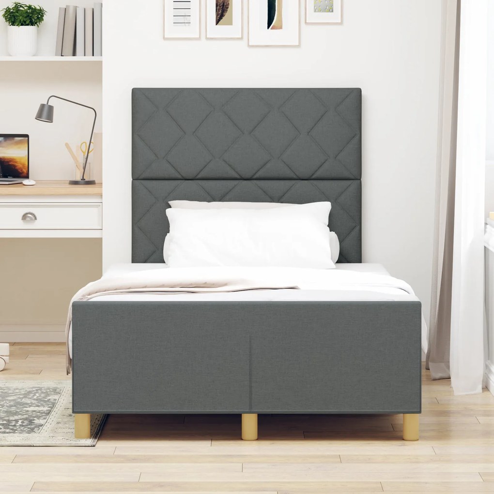 Estrutura de Cama de Tecido Cinza Escuro vidaXL 120x190 cm