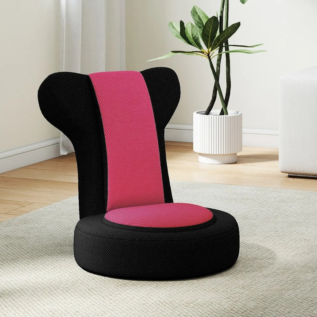 Cadeira de chão Cadeira de sofá com apoio para a cabeça e encosto ajustável Estrutura metálica resistente Rosa