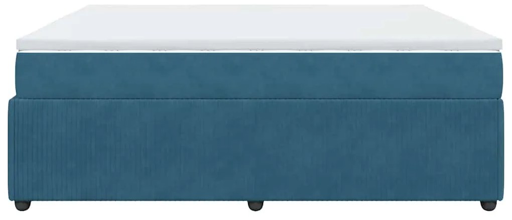 Cama com molas/colchão 180x200 cm veludo azul-escuro