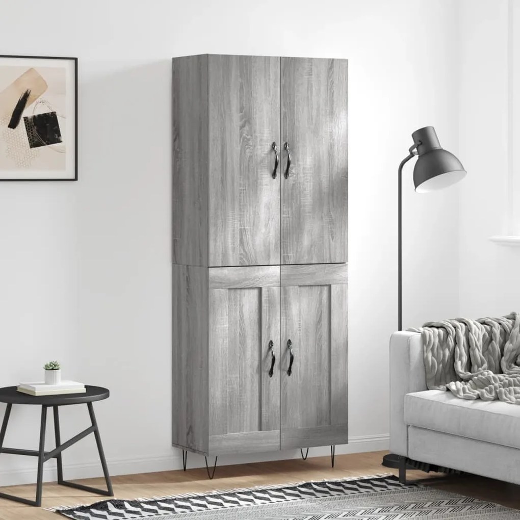 vidaXL Armário alto 69,5x34x180 cm derivados de madeira sonoma cinza