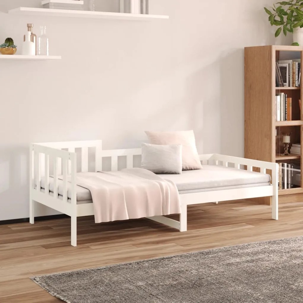 Sofá-cama sem colchão 90x190 cm madeira de pinho maciça branco