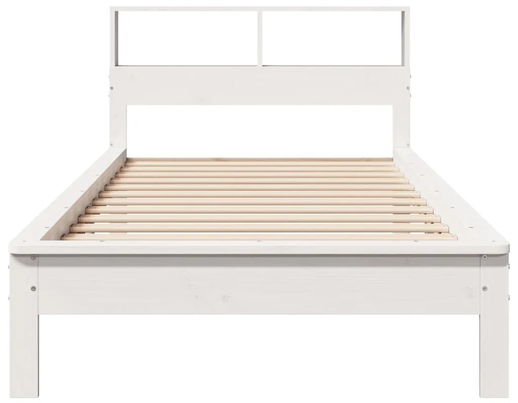 Cama com estante sem colchão 90x200 cm pinho maciço branco