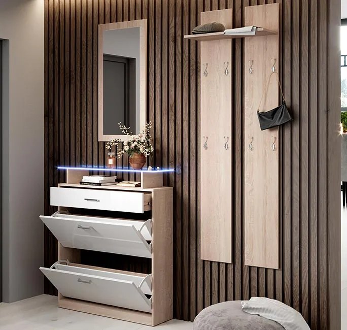 Conjunto de Entrada com Sapateira, Espelho e Cabide HYGGE para Hall de