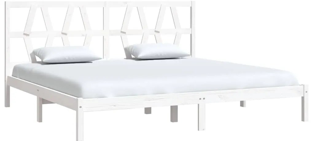 Estrutura de cama 200x200 cm pinho maciço branco