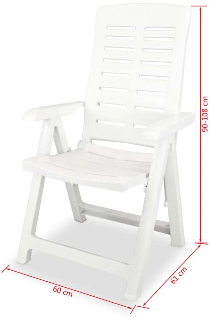 Cadeiras de jardim reclináveis 4 pcs plástico branco