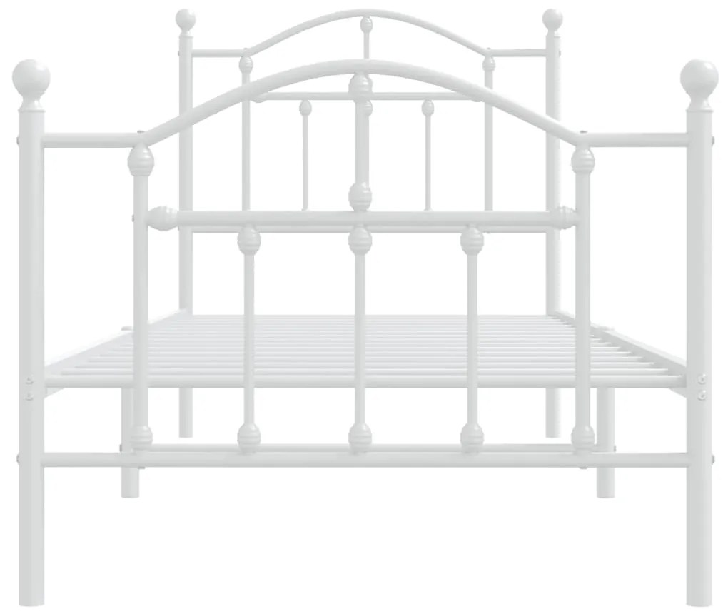 Estrutura de cama com cabeceira e pés 90x200 cm metal branco